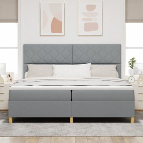 Box Spring Ágy Matrac Közepes Szürke 200x200 cm Szövet