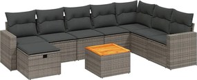 vidaXL 9 részes szürke polyrattan kerti ülőgarnitúra párnákkal