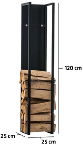 Spark matt fekete tűzifa tároló (120x25x25 cm)