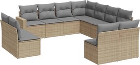 vidaXL 11 részes bézs polyrattan kerti ülőgarnitúra párnákkal