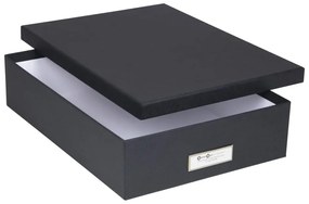 Oskar sötétszürke irattartó doboz címkével, A4 - Bigso Box of Sweden