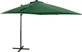 vidaXL zöld konzolos napernyő rúddal és LED-fényekkel 250 cm