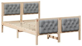 Ágykeret fejtámlával Világosszürke 120 x 190 cm Tömör fenyőfa