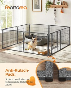 Kutya kennel, kutyaketrec, 8 paneles kisállat-járóka 77 x 60 cm | FEANDREA