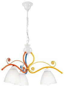 Csillár láncon RETRO 3xE27/60W/230V fehér/színes