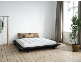 Fekete franciaágy fenyőfából, ráccsal 160x200 cm Japan - Karup Design