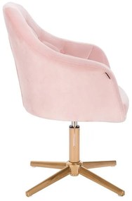 HR831CROSS Púderrózsaszín modern velúr szék arany lábbal
