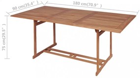 tömör tíkfa kerti asztal 180 x 90 x 75 cm