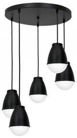 CARYON függeszték 5xE14/60W/230V fekete, kerek, kábellel