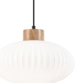 Csillár zsinóron HARMONY 1xE27/15W/230V átm. 30 cm fehér/tölgy