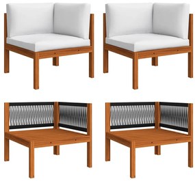 vidaXL 2 db akácfa és kötél kerti sarokkanapé párnákkal