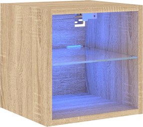 vidaXL sonoma tölgy színű fali TV-szekrény LED-ekkel 30 x 28,5 x 30 cm