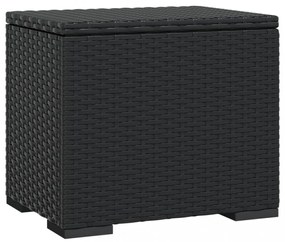 fekete polyrattan zsámoly párnával 40 x 30 x 40 cm