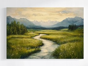 Poszter Tájkép Rét Folyó Patak Zöld 60x40