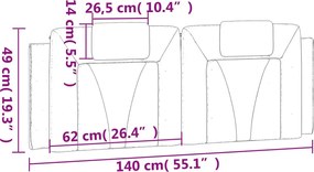 szürke műbőr fejtámla párna Viana 140 cm