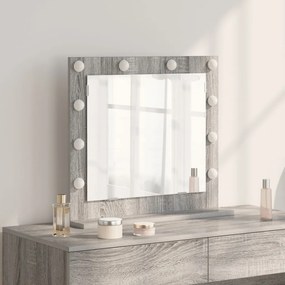 LED világítással ellátott tükör Szürke Sonoma 60x55x18 cm