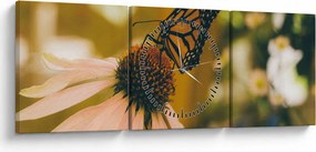 Pillangó képe a virágon (órával) (90x30 cm)