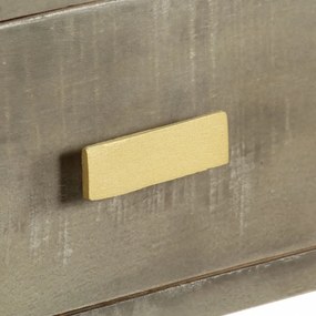 szürke tömör mangófa tálalóasztal sárgarézzel 110x35x76 cm