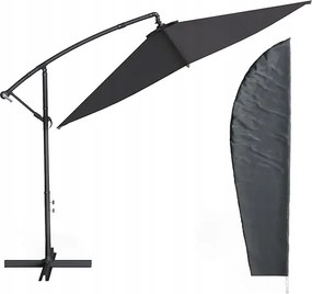 Konzolos kerti napernyő állvánnyal, 300 cm átmérőjű, antracit színű