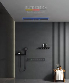 Falba süllyesztett zuhanyrendszer ELITE EDITION BCS1045, 6 funkcióval, LED-világítással, termosztáttal és többféle felülettel — Fekete — Három…