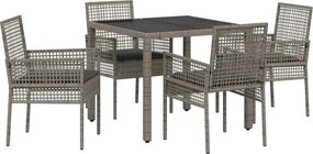 vidaXL Kert étkező szett 5 pcs Szürke polirattan