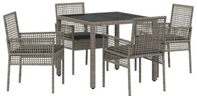 vidaXL Kert étkező szett 5 pcs Szürke polirattan