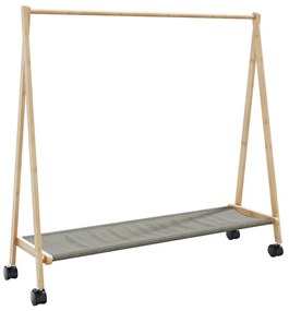 bambusz ruhaállvány polcokkal és kerekekkel 103 x 40 x 183 cm