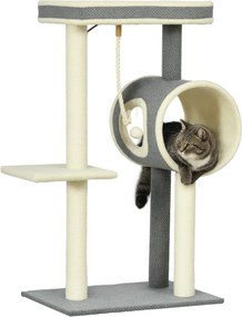 PawHut Kaparófánk 104 cm Macska Fával, Macska Búvóhellyel, Kaparófánk Játék Gömbbel, 2 Pihenőhelyes Macskafa, Macskák számára 5 kg-ig, Macska Bútor, Z