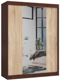 Ruhásszekrény Clotilde  (wenge + szonoma tölgy) (tükörrel). Akció -16%. 1069415