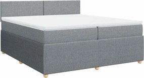 vidaXL világosszürke szövet rugós ágy matraccal 200 x 200 cm