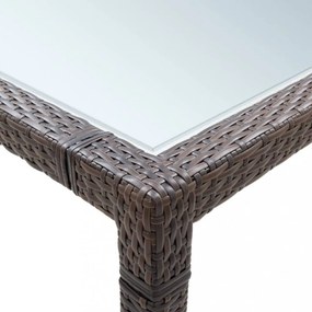barna polyrattan kerti étkezőasztal 200 x 200 x 74 cm