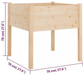 2 db tömör fenyőfa kerti virágtartó 70 x 70 x 70 cm