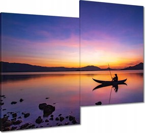 Vászonkép 80x70 Esti horgászat naplementekor
