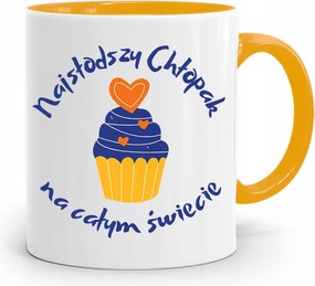 Sárga Bögre Ajándék A Legcukibb Fiúnak fényképes nyomattal