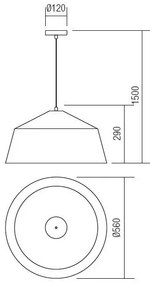 Redo 01-1102 - Csillár zsinóron AYLA 1xE27/42W/230V átm. 56 cm arany