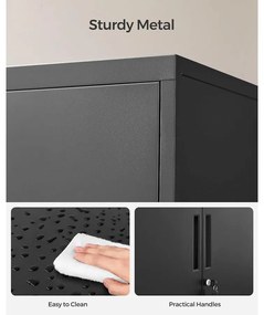 Iratszekrény, többfunkciós garázsszekrény, irodai szekrény 2 ajtóval fekete színben