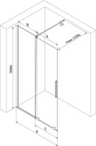 Mexen Velar, nyílásba tolóajtó Walk-In 140 cm, 8 mm átlátszó üveg, arany fényes, 871-140-000-03-50
