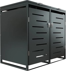 Fém tároló 2 kukához 132 × 116 × 80 cm antracit