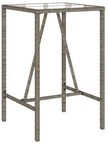 szürke polyrattan kültéri bárasztal 70 x 70 x 110 cm