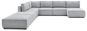 Világosszürke kordbársony sarokkanapé ("U" alakú-variálható) Nihad modular – Bobochic Paris