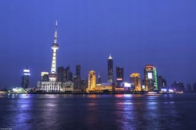 Poszter 30x20cm Panoráma Sanghaj, Assaf Frank