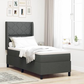 Boxspring Ágy Matraccal és LED-del Sötét Szürke 90x190 cm Szövet