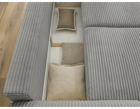 Sötétszürke kordbársony kinyitható kanapé 257 cm Lucien – Bobochic Paris