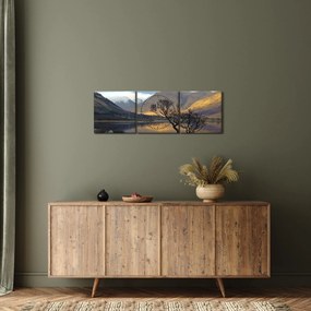 Kép - Hegyek a tónál (órával) (90x30 cm)
