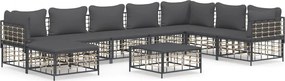vidaXL 9 részes antracitszürke polyrattan kerti ülőgarnitúra párnákkal