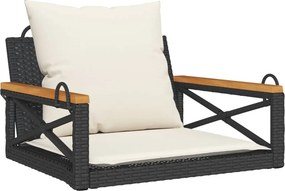 vidaXL fekete polyrattan hintapad párnákkal 63 x 62 x 40 cm