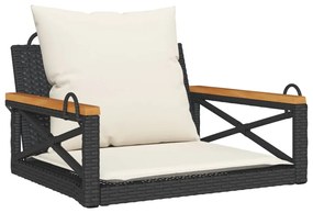 vidaXL fekete polyrattan hintapad párnákkal 63 x 62 x 40 cm