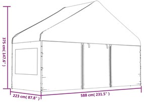 fehér polietilén pavilon tetővel 8,92 x 5,88 x 3,75 m