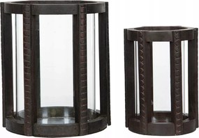 Tealight Gyertyatartó Fa Barna üveg nappali asztal ablak 2 db