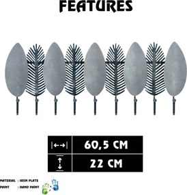 Nigar fém fali fogas, 60,5×22 cm